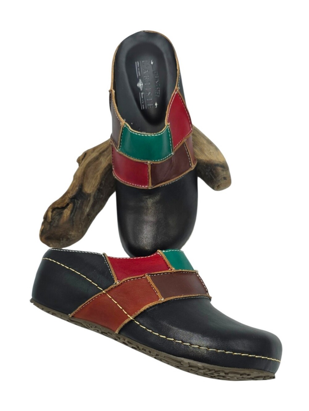 Spring Step L'Artiste Leather Color Block Clogs Womens Size 38 (7.5)